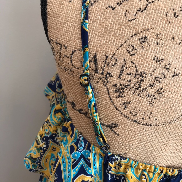 Paradise Yellow and Blue Geometric Print Romper - Picture 7 of 8